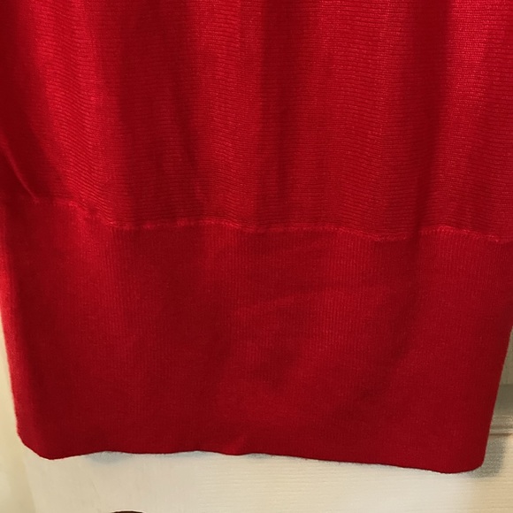 Sheer red mini butterfly sleeves tight around the legs showing figure - Picture 3 of 4